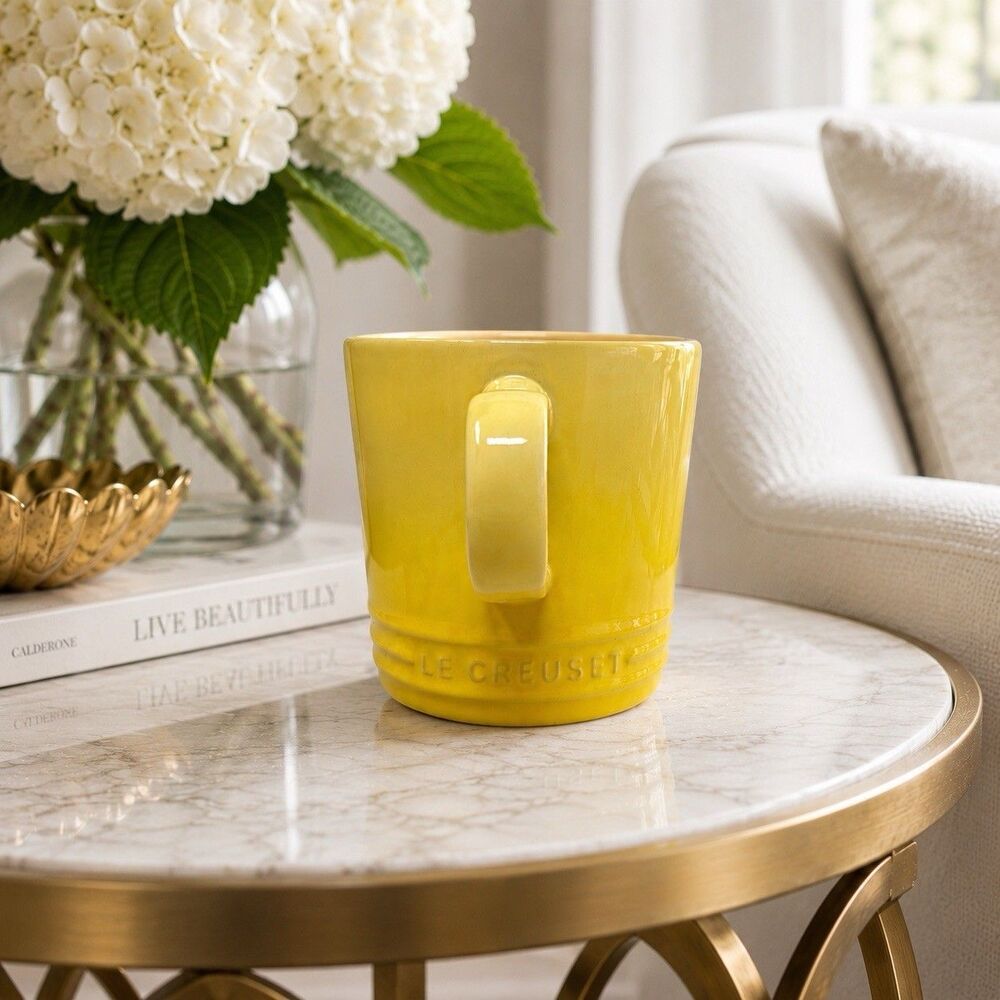Le Creuset Coffee Mug  Stoneware 12oz Soleil Yellow 4” Tea Kitchen Ombre NEW